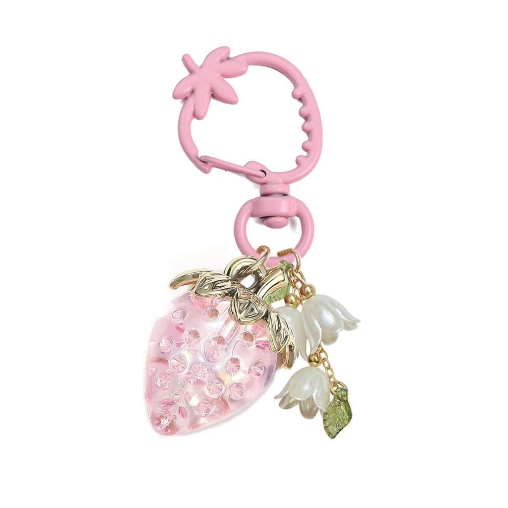 New Strawberries Keychain Bag Charm Purse Pendant Fashion Car Strawberries Accessories Key Chian Gifts for Women Christmas Gifts