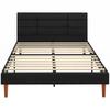 Double Bed Frame, 140 X 200 Cm, Wooden Slatted Base, Linen-Effect, Storage Underneath, Black
