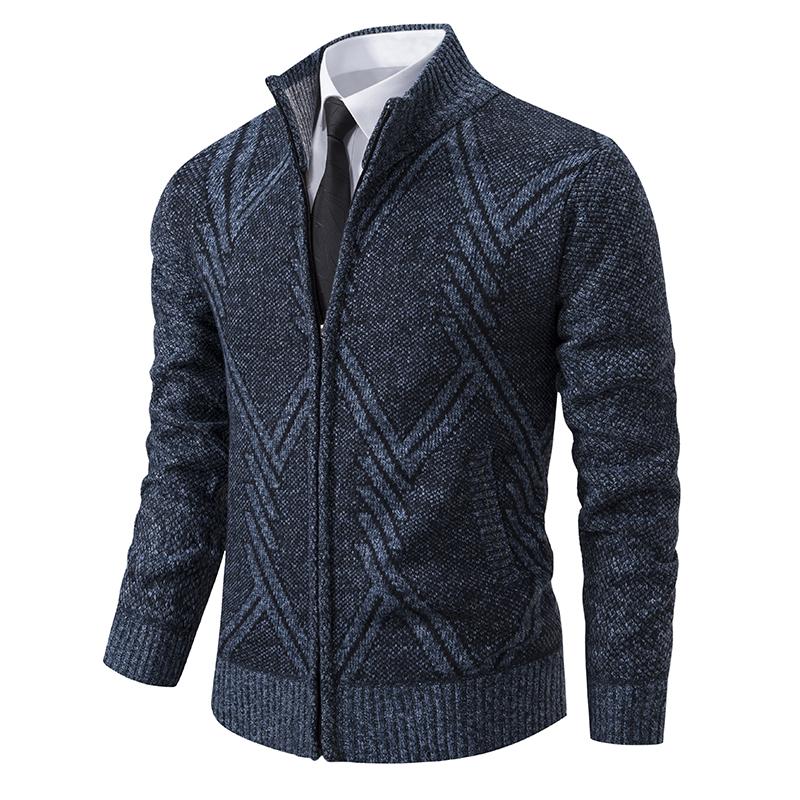 Cárdigan de Punto para Hombre Otoño Invierno Abrigo Suéter Ropa de Hombre Marrón Azul Marca de Lujo Botón Forro Polar Chaquetas de Punto para Hombre