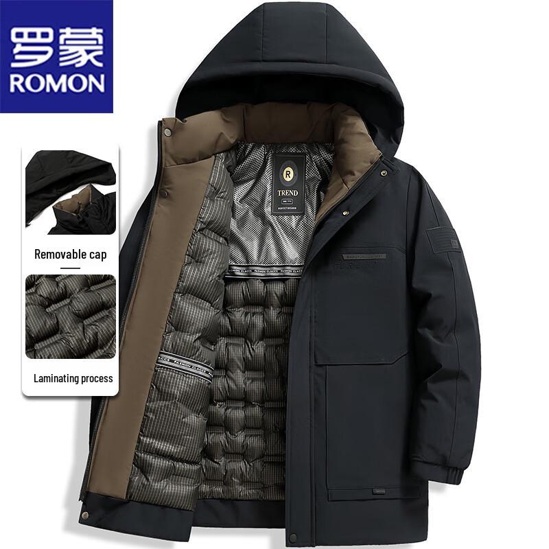 ROMON Men's Hooded Fleece-Lined Windproof Jacket