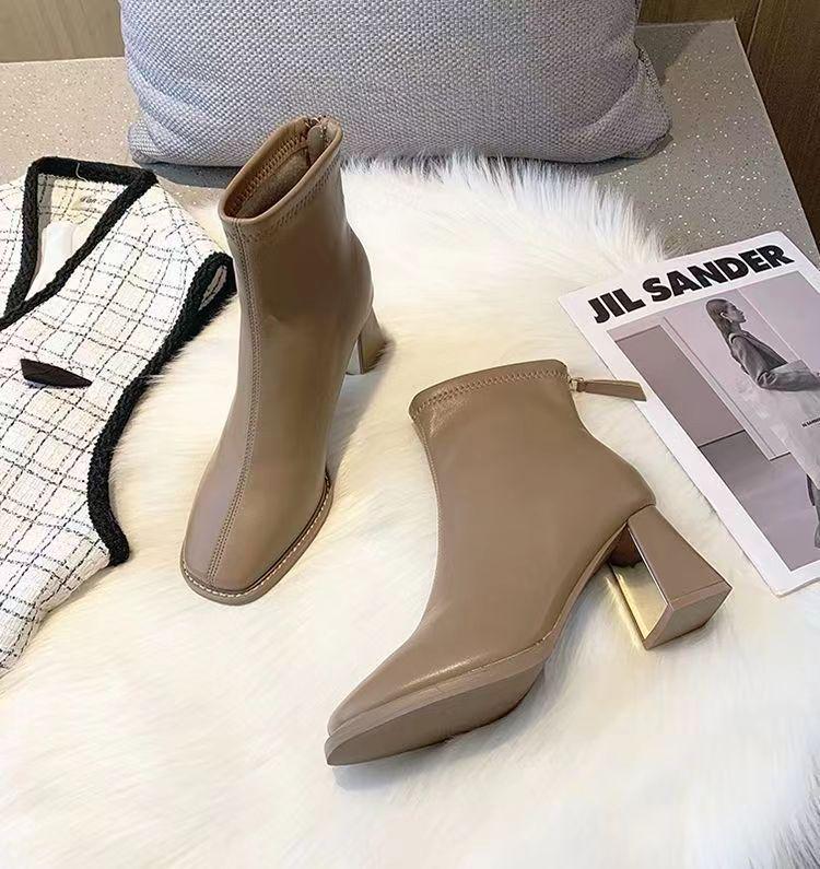 Women's 2025 Slimming Martin Boots: Comfortable Square Toe, Chunky Heel, Soft Sole, Plus Velvet Ankle Boots, Versatile & Fashionable.