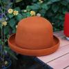 Pumpkin Color Retro Red Crimped Flanged Wool Top Hat Women'S Autumn And Winter Japanese Felt Hat Elegant And Cute Basin Hat