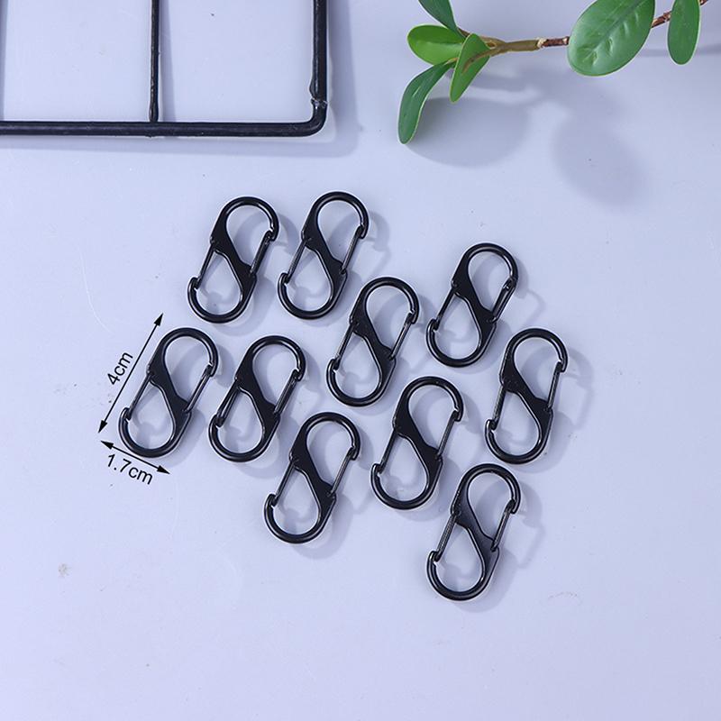 10Pcs S Hooks Eco-Friendly Metal Key Clip Camping Secure Backpacks Fastener Carabiner Keychain Stable Wilderness Survival Tools