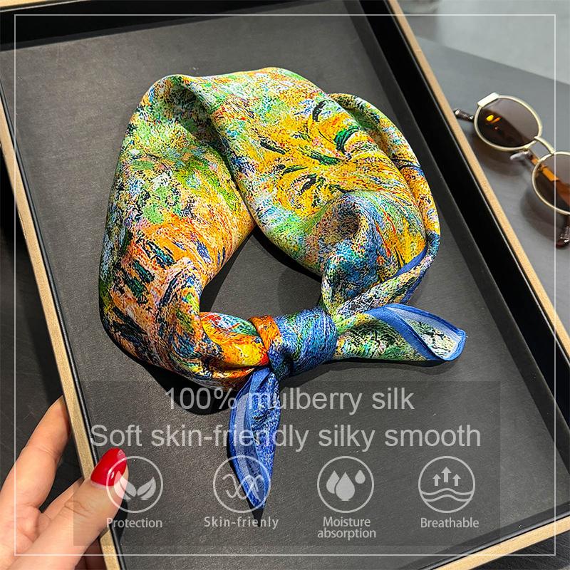 100% Silk Scarf Mulberry Real Silk Scarves for Women Luxury Kerchief Neckerchief High Quality Headband Hijab Hairband Bag Wrap