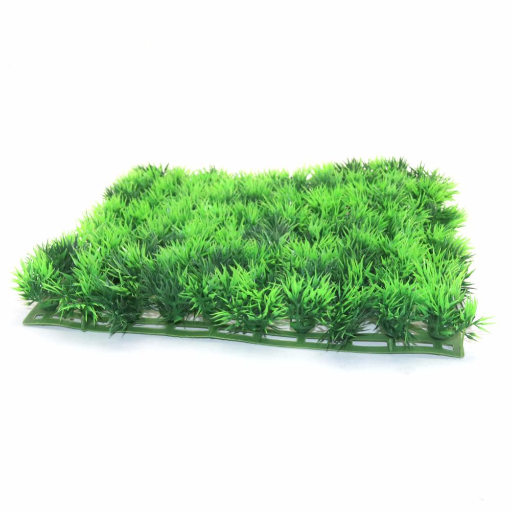Artificial Green Grass Plant Lawn Turf Aquatic Aquarium Fish Tank Decor Fake Moss Aquarium Ornaments Aquarium Supplies 25x25cm