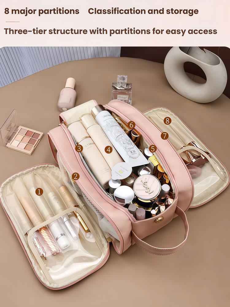 1PC Autumn and Winter New Portable Multi-functional Three-layer Large-capacity Travel Double-zipper Storage Bag and Makeup Bag
