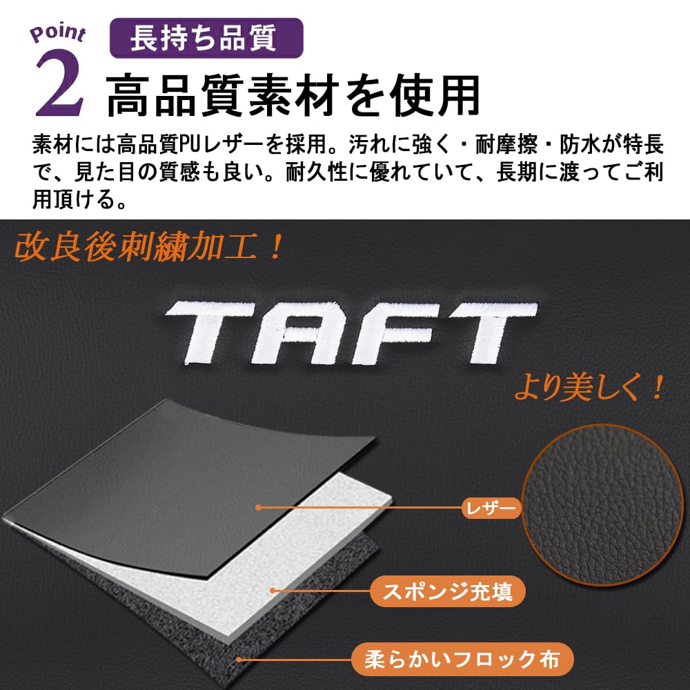 SAWAKAKI Daihatsu Tuft LA900SLA910S Kick Guard Seat Back Leather Mat Seat Rear Seat Back Protector Interior Dirt Prevention Logo Included