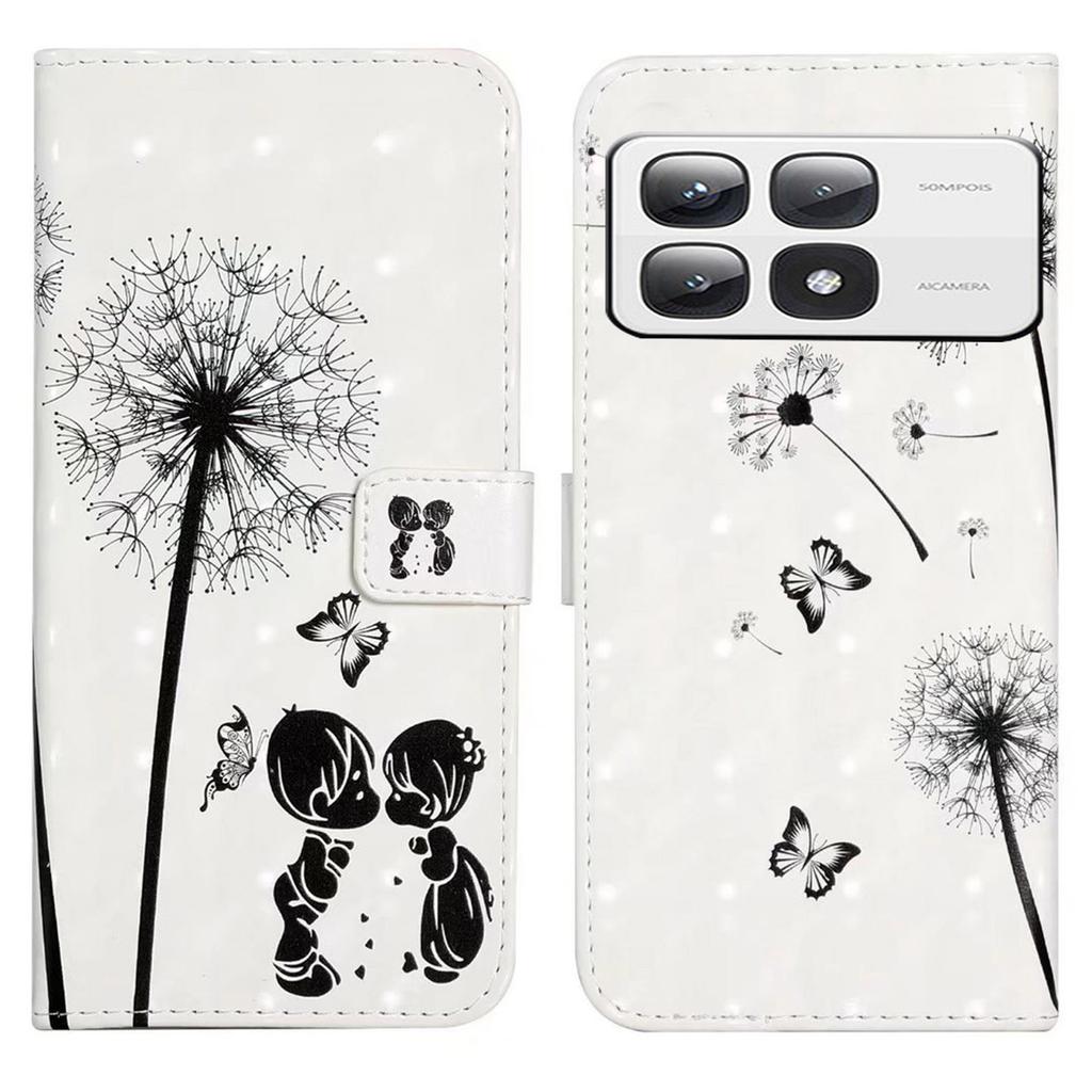 For Xiaomi 14T Pro Case 3D Creative Pattern PU Leather Stand Phone Cover