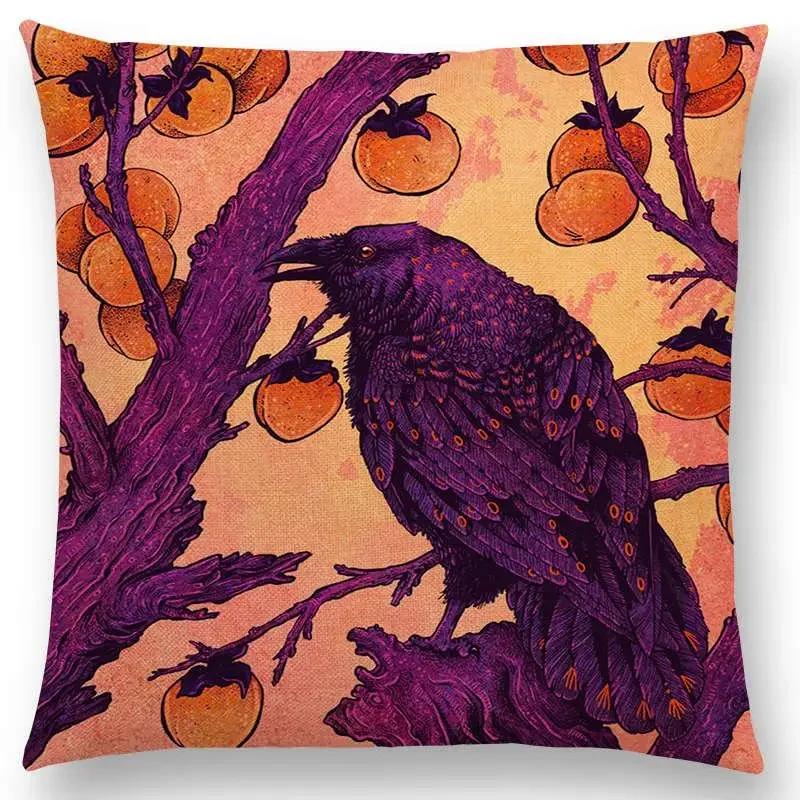 Dark Augury Bird Sofa Pillow Case Three Eyes Raven Steampunk Hummingbird Night Princess Lion Owl Cushion Cover