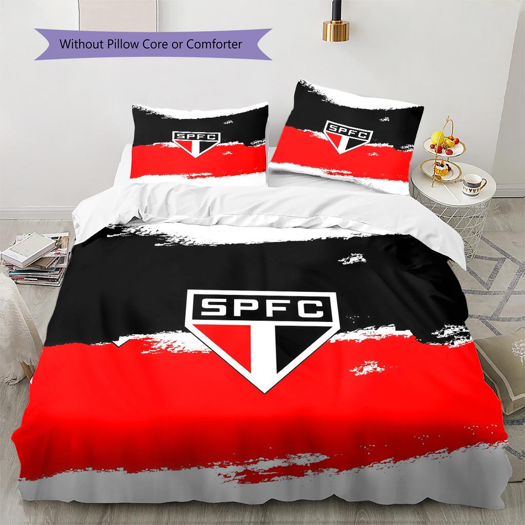 Sao Paulo FC Pattern Bedding Quilt Set Home Decoration Gift (1 * duvet cover + 2 * pillowcase without core)