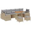 Salon de Jardin 10 pièces avec Coussins Beige en Poly Rattan, Canapé de Jardin 2 places avec Coussins Beige en Poly Rattan, 3362382