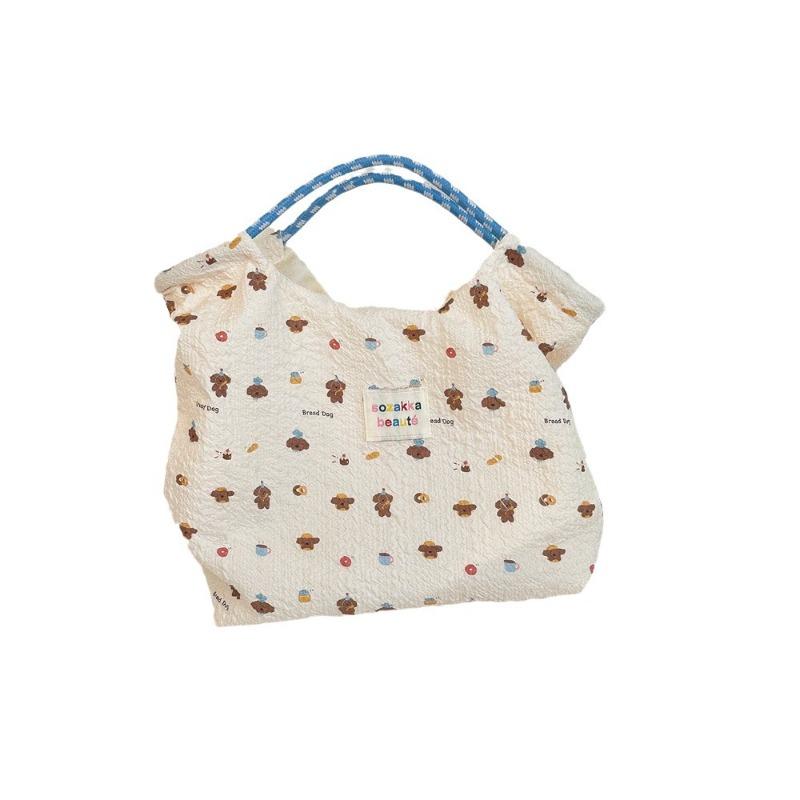 41 Embossed Cartoon Puppy Hand Bag Female Hand Shoulder Canvas Bag Going Out To Work Commuter Bag