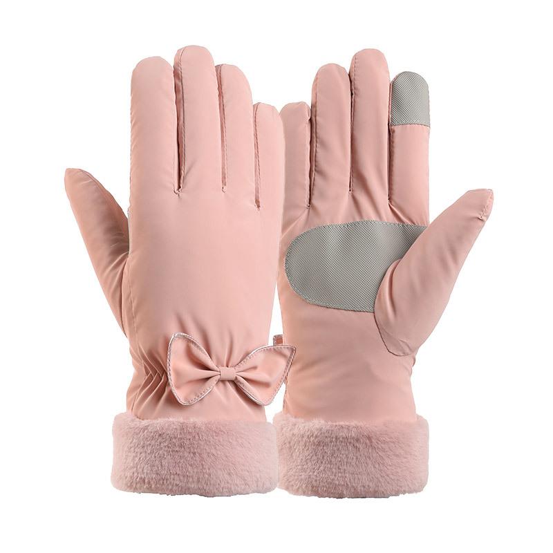 Warm Gloves for Women Cloud Velvet Waterproof Gloves for Riding and Driving Non Slip Cute Student Thickened Touch Screen Ski Gloves