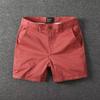 Men's Casual Cotton Shorts Summer Solid Color Slim Fit Loose Fit Thin Three-quarter Length Pants European American Workwear