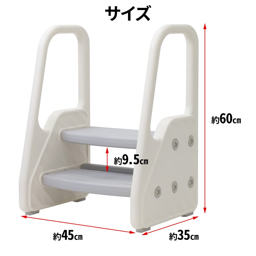 SUGGEST Children's Step Stool with Handrails, 2-Step, Non-Slip, Easy Assembly, Suitable for Toilets, Kitchens, Bathrooms, Daycares, and Kindergartens