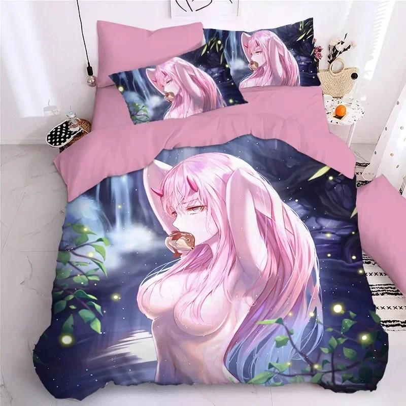 Darling In The Frank XX Bedding Sets Japan Anime Game Figure 3D Printed Duvet Cover Sets Twin Queen King Single Size Bedclothes