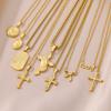 Hot-selling Cross Pendant Stainless Steel K Gold Plated Niche Simple Fashion Collarbone Chain Necklace