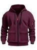Men's Hooded Zipper Jacket - Autumn/Winter Casual Solid Color Plus Velvet Sweatshirt