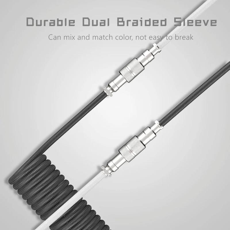 Coiled Keyboard Cable - Detachable Aviator Coiled Cable Type C To USB A Mix 5.9in for Gaming Keyboard and Cellphone