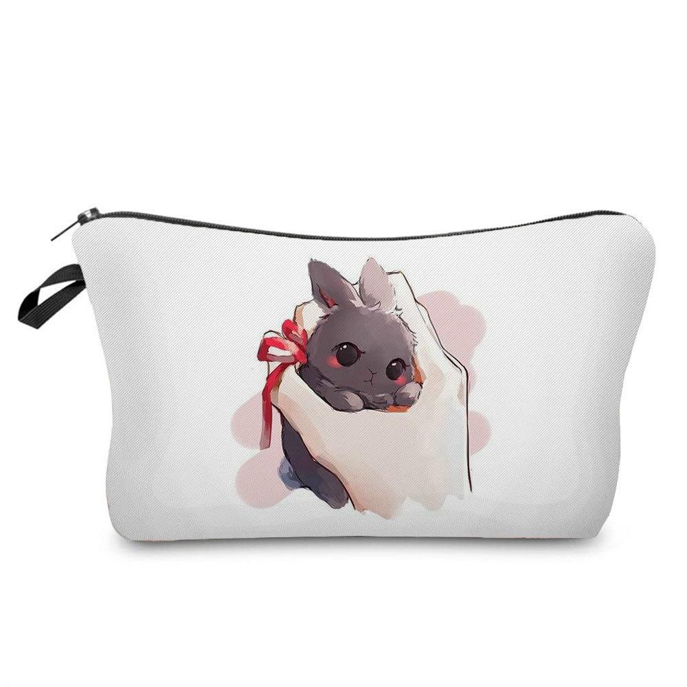 Women Rabbit Print Cosmetic Bag Toiletries Organize Travel Storage Case  6412 KTB