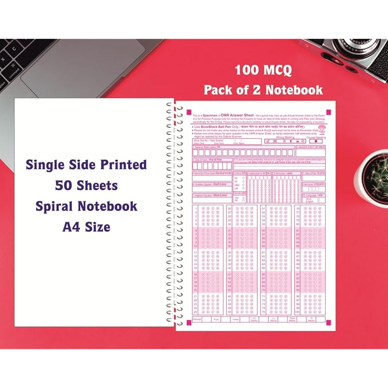 

Amblitz Omr Sheet | 100 Mcq S | Spiral Notebook Of 50 Sheets | Pack Of 2 Notebook | A4 Size | Omr Sheet For Practice | 21*29.7 cm