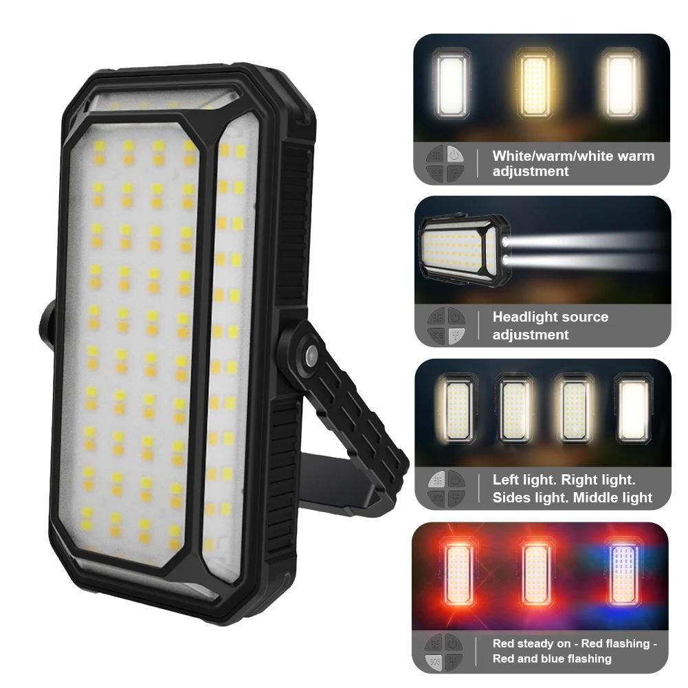 Rechargeable Portable Hand Lamp COB LED Powerful Flashlight Outdoor Camping Solar Charging Light USB Torch With COB Work Lantern