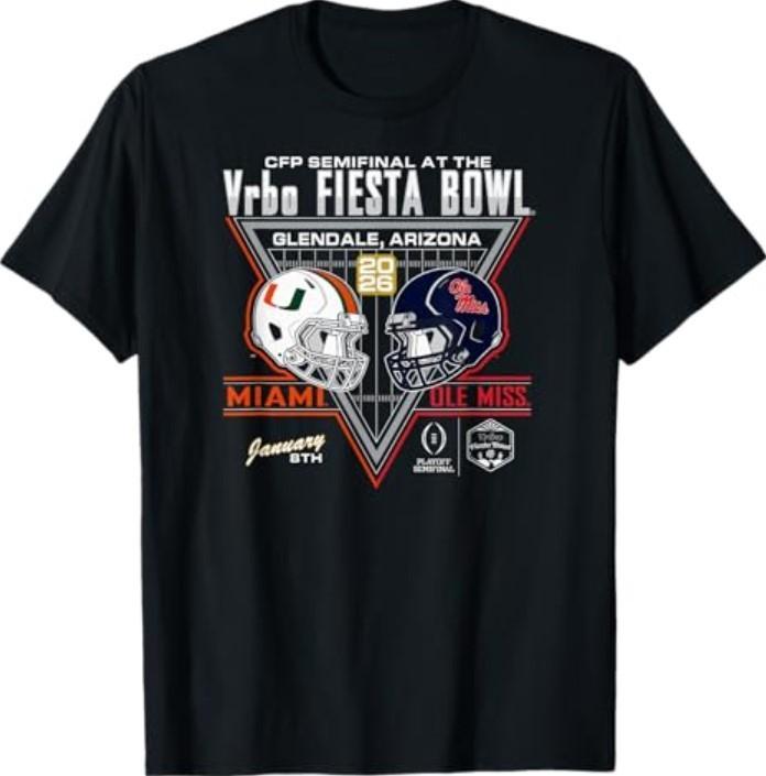 Футболка Miami Hurricanes против Ole Miss Rebels CFP Полуфинал Fiesta Bowl 2026 S разноцветный