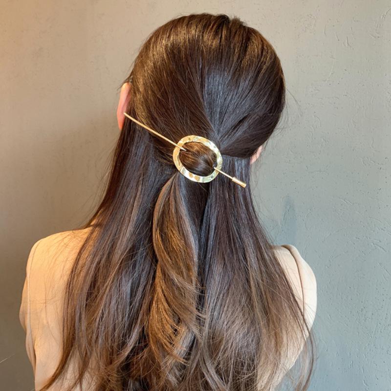 Korean Dongdaemun Geometric Metal Hair Stick: Vintage, Elegant Updo Hairpin Accessory