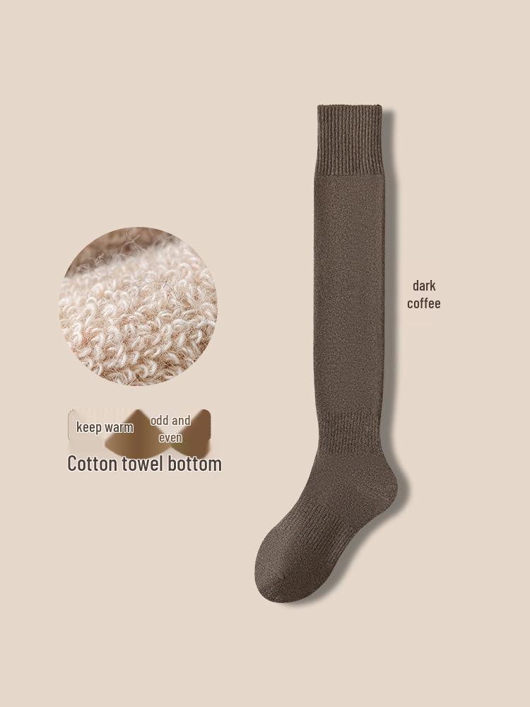 2025 Autumn/Winter Women's Fleece-Lined Over-the-Knee Socks – Warm, Thick, Terry Cotton.