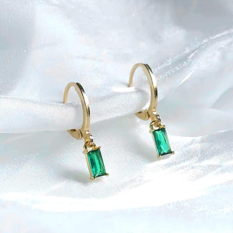 Korean Internet Celebrity Exquisite Earrings Alex Same Rectangular Earrings, Simple Super Flash Exquisite Women'S Ear Buckle