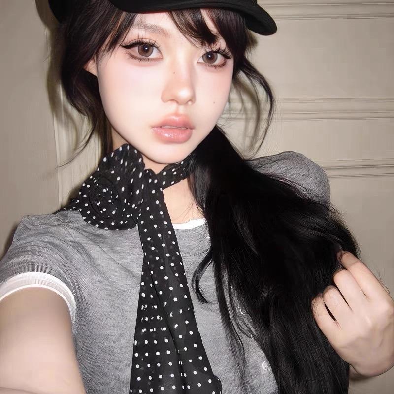 Bows, Pearl Strings, Silk Scarves, Summer Vacation Style, Atmosphere-enhancing Neckband Decoration, Hairband, Hair Ties