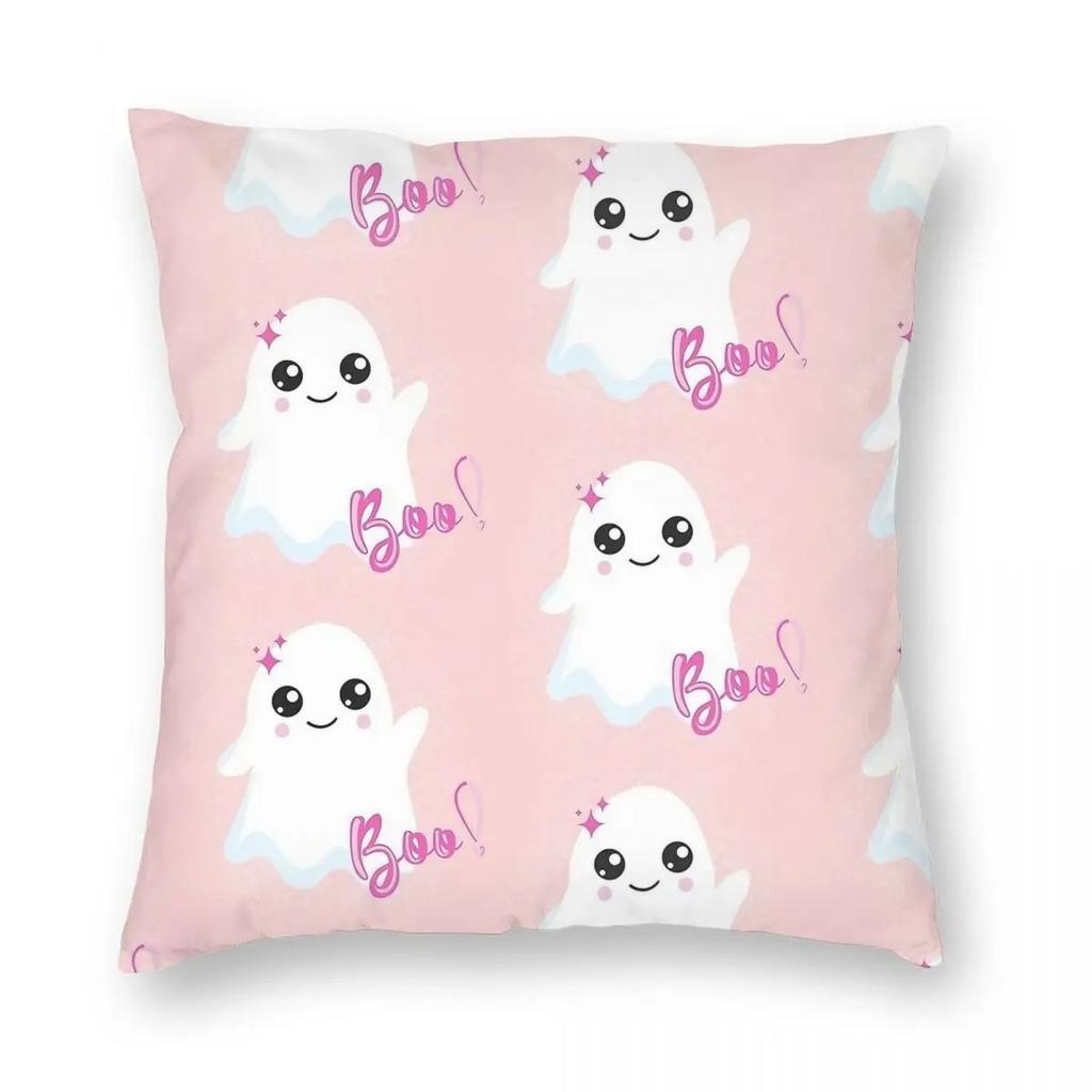 Cute Ghost Goth Pink Halloween Pillowcase Soft Polyester Cushion Cover Gift Pillow Case Cover Seat Square