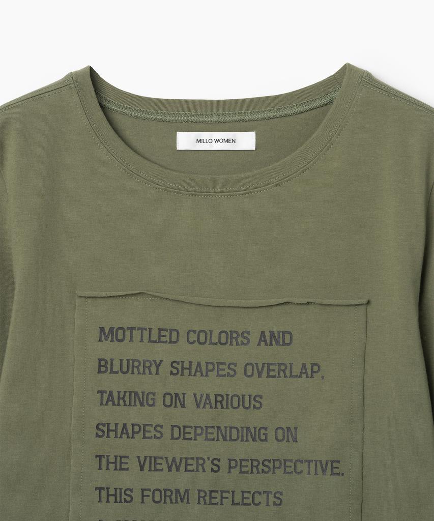 MILLO WOMEN Layered Lettering T-Shirt [Khaki]