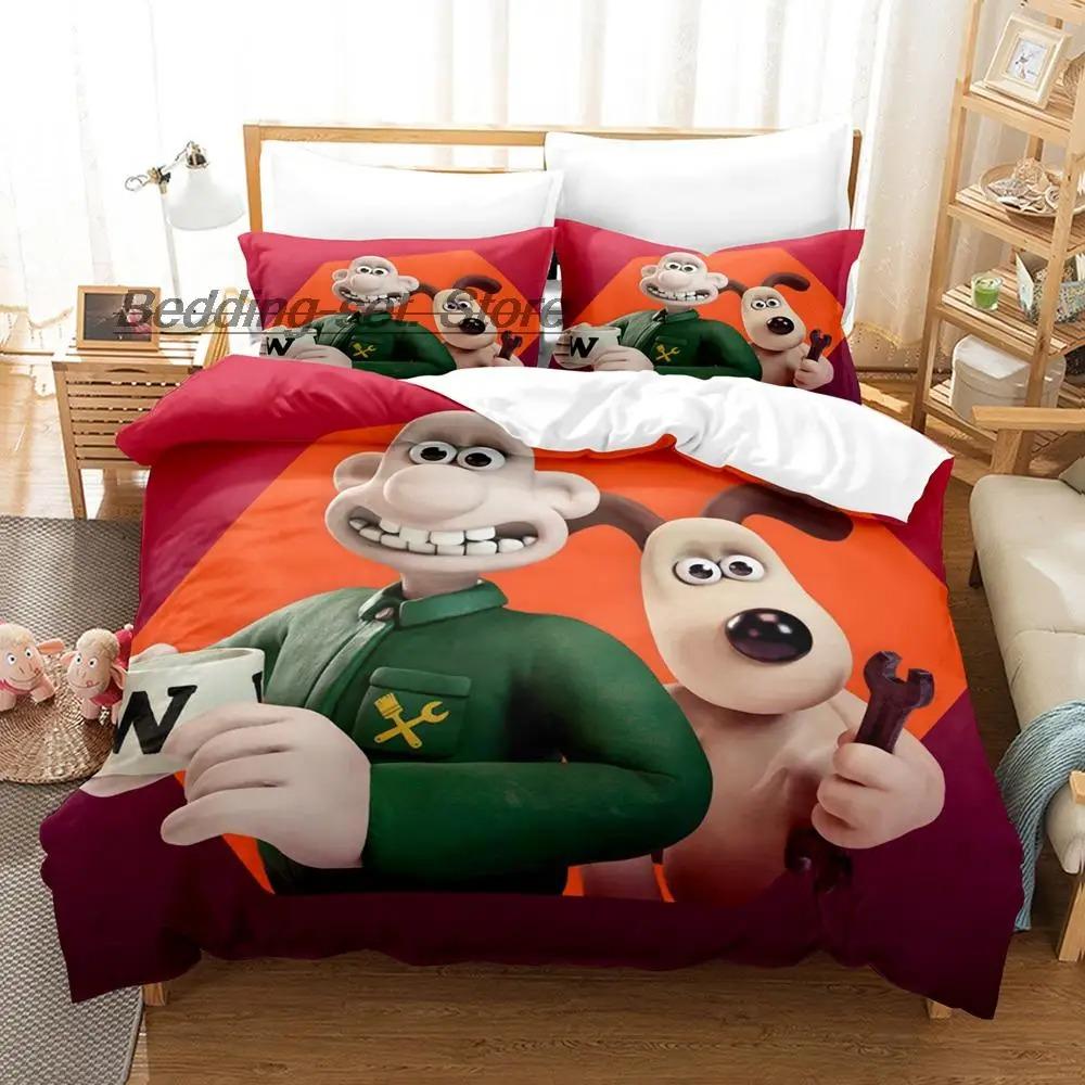 Set de lenjerie de pat Kawaii Gromit Single Twin Full Queen King Size Set de pat Aldult Copil Dormitor Seturi huse de pilotă Imprimeu Anime Set cearșaf de pat