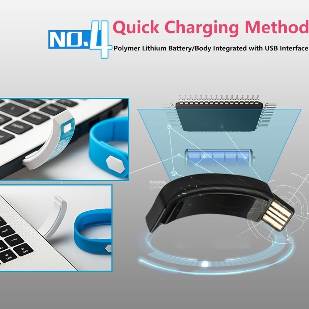 Ceas cu Alarmă Silențioasă cu Temporizator, Brățară Vibratoare Portabilă pentru Alarmă, Monitor de Activitate cu Șoc, Memento pentru Medicamente Reîncărcabil Fără a Deranja Partenerul