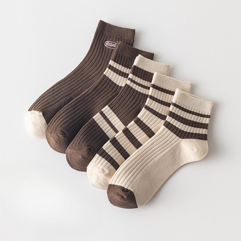 

5 пар тонких носков на весну и лето, женские короткие хлопковые носки, черно-белые полосатые носки-следки, женские модные короткие носки 5 pairs