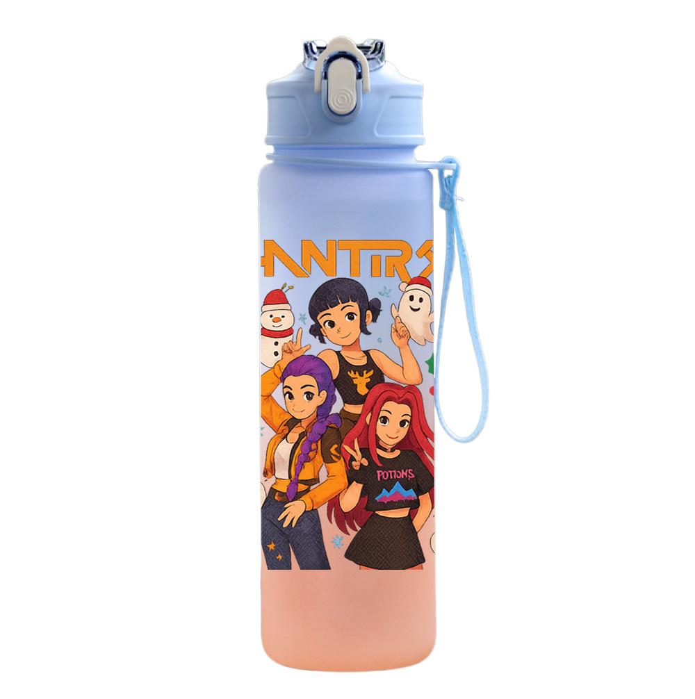 750Ml Water Bottle Anime Christmas K-Pop Demon Hunters Printed Large Capacity Drinking Cup Portable Outdoor Sports Water Cup Children Kid Gift