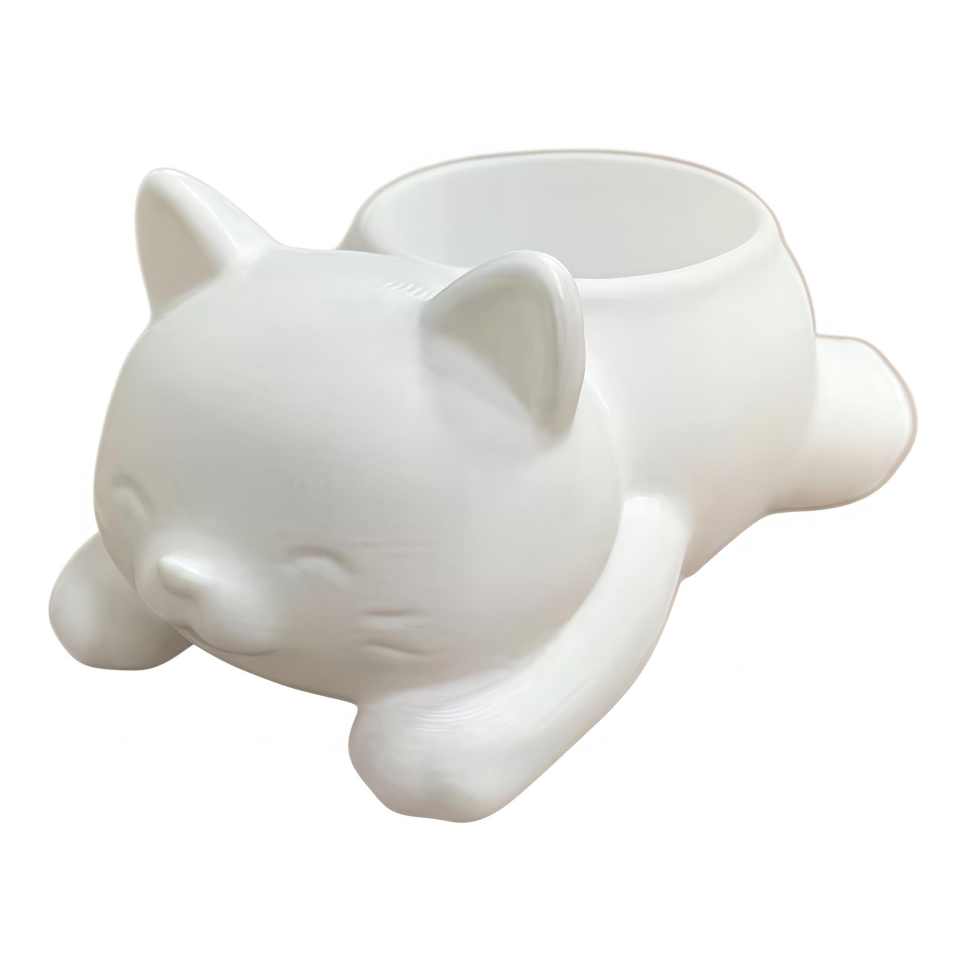 

Cute Cat-Shaped Small Plant Pot, Lightweight Plastic Planter for Cacti & Succulents, Home Decor & Lovely Cat-Themed Gift Choice белый