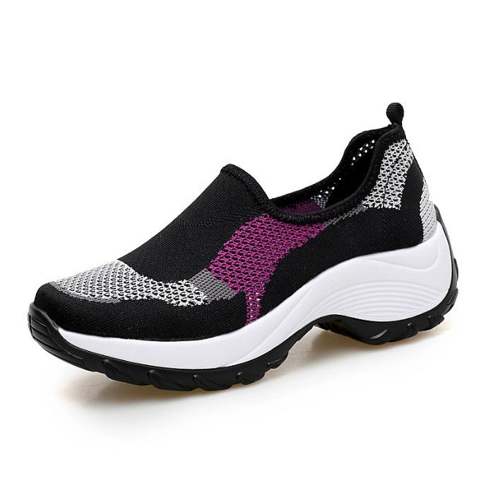 Large size single mesh shoes breathable fly knitting hollow sports shoes medium shoes