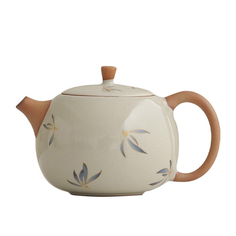 Beige Ru Kiln Western Ship Pot Large Kung Fu Teapot Household High-end Ceramic Tea Breaker Single Pot Small Tea Set