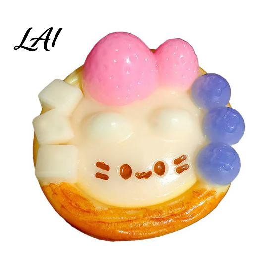 Sensory Stress Ball Kitten Egg Tart Squeeze Toy Relieving Cartoon Fake Toy Soft Stretchy Food Fidget Portable