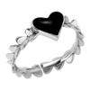 New Sweet Epoxy Black Love 925 Sterling Silver Jewelry Temperament Cute Heart Shape Fashion Opening Rings TYB043
