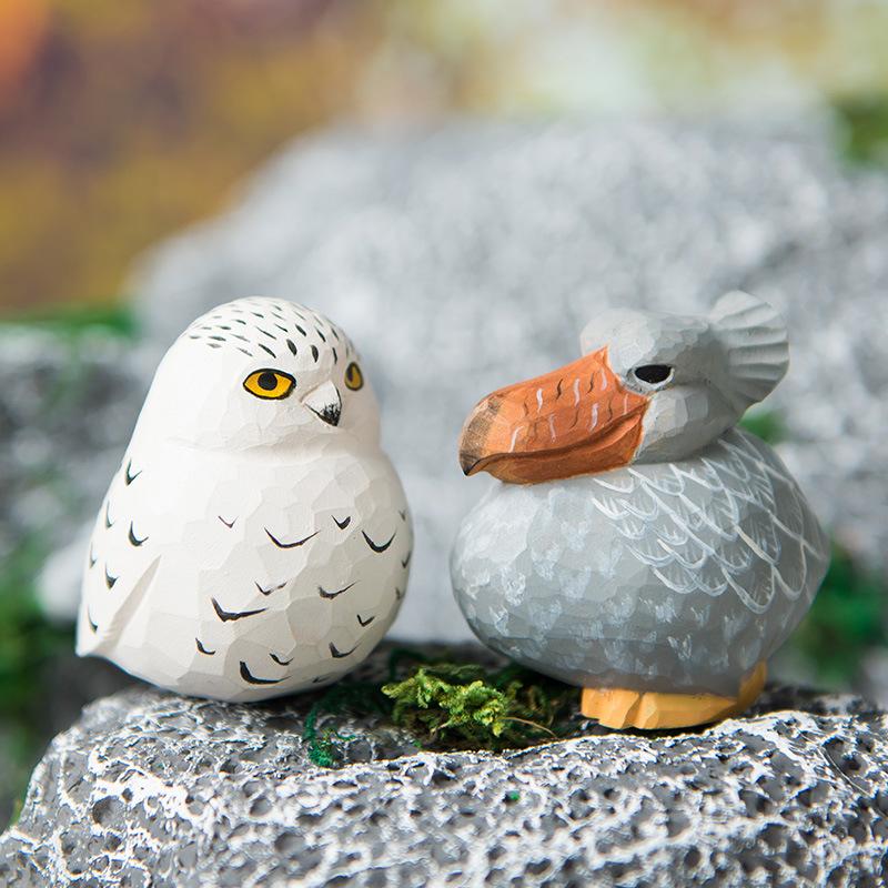 Ornaments Nordic-style Wooden Carvings Animals Birds Crafts Interior statue Cute Home Decorations Office Desktop Accessories