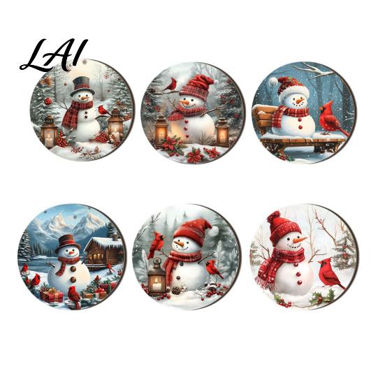 Holiday Table Decor 4/6Pcs Christmas Animal Wooden Coaster Festive Plaid Floral Round Drink Housewarming Gift Ideas Mats Decorations for Home Office