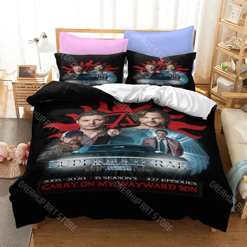 3D-print Populär TV-serie Supernatural Sängkläder Set Täcke 3D-print Lyxigt Påslakan Set Hemtextil Dekoration Queen King Enkel