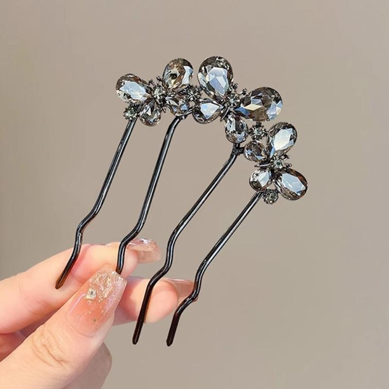 Metalowe Perły Z Cyrkoniami Spinka Do Włosów Wygodny Patyczek Do Włosów Do Gęstych Włosów Bezpieczne Utrzymanie Koka Na Imprezy Bankiety Kobiety