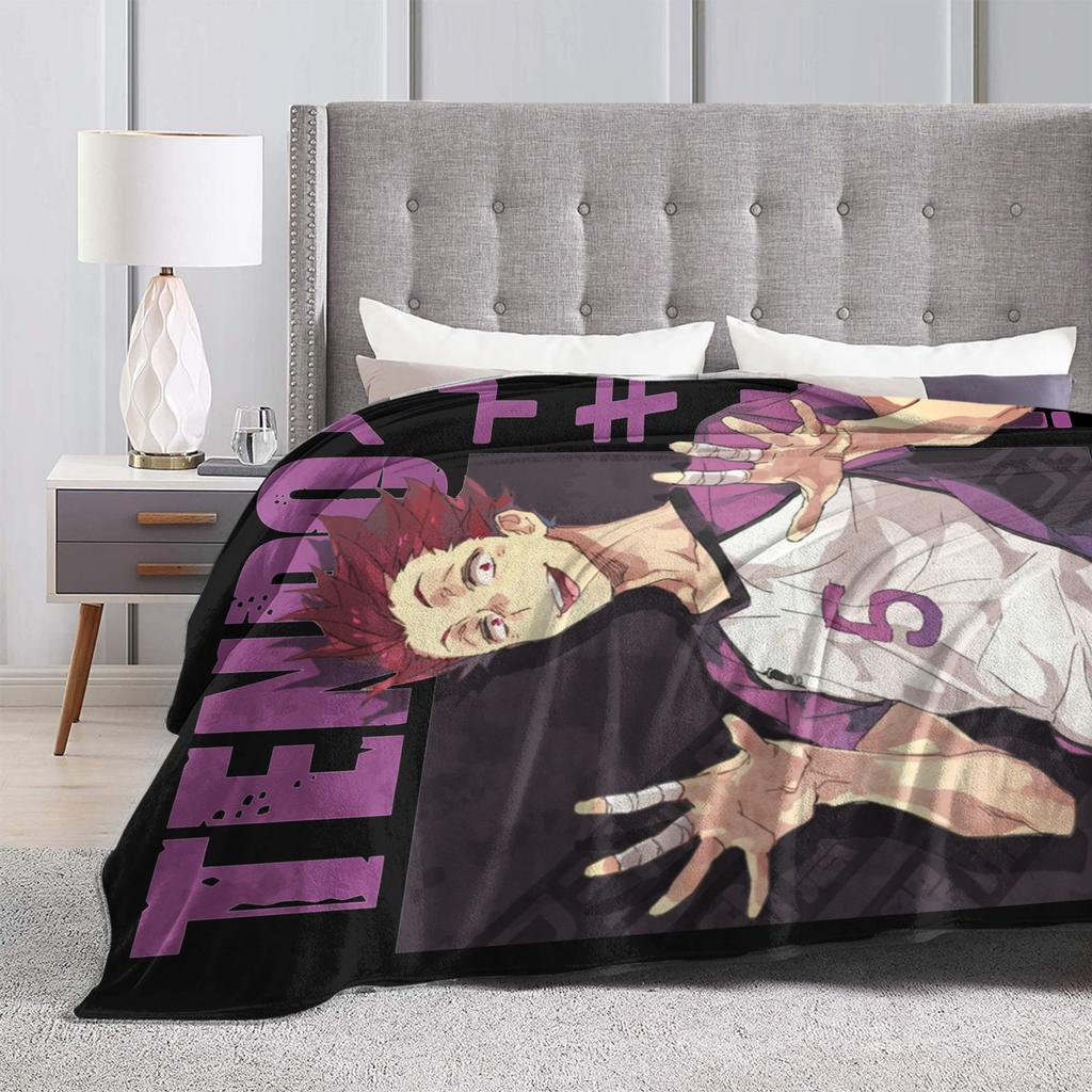 Haikyuu Tendou Decken Fleece Bedruckt Hinata Karasuno Volleyball Kageyama Überwurfdecken für Bettwäsche Outdoor Plüsch Dünne Steppdecke