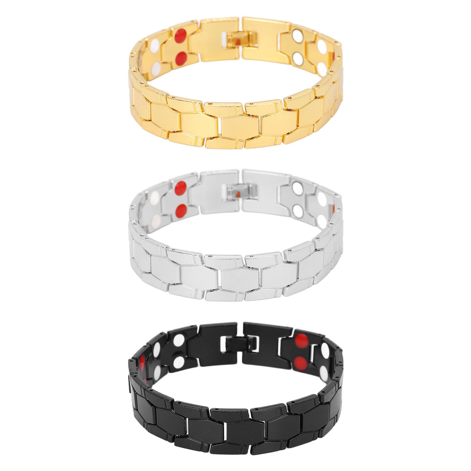 

Магнитотерапевтический браслет с шестигранным дизайном улучшает сон стильные расширяющиеся браслеты из титановой стали ювелирные изделия Gold