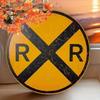 Vintage Railroad Crossing Metal Tin Sign 7.8 Inch Wall Decor Highway Garage Man Cave