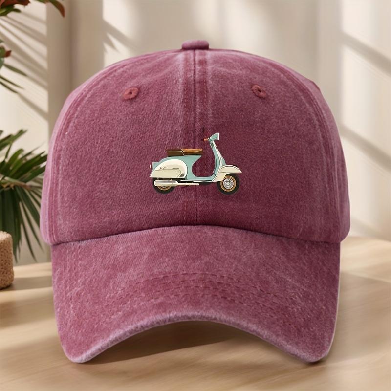 

MAKEFGE Vintage Scooter Print Baseball Cap Soft Breathable 100 Polyester Lightweight 260gsm Appropriate for Any Season One Size